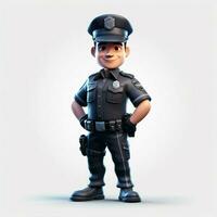 Politie officier 2d tekenfilm illustraton Aan wit achtergrond foto