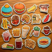 eigenzinnig en pret voedsel-thema stickers foto