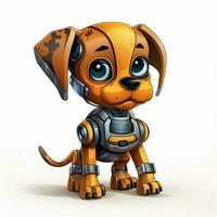 robot hond 2d tekenfilm illustraton Aan wit achtergrond hoog foto