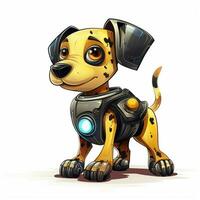 robot hond 2d tekenfilm illustraton Aan wit achtergrond hoog foto