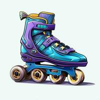 rol skates 2d tekenfilm illustraton Aan wit achtergrond h foto