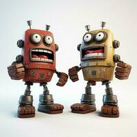 rots em sok em robots 2d tekenfilm illustraton Aan wit bac foto