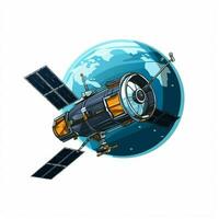 satelliet 2d tekenfilm vector illustratie Aan wit backgrou foto