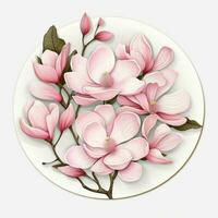 schotel magnolia 2d tekenfilm illustraton Aan wit achtergrond foto