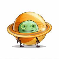 Saturnus 2d tekenfilm vector illustratie Aan wit achtergrond foto