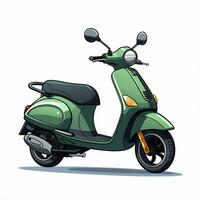 scooter 2d tekenfilm vector illustratie Aan wit achtergrond foto