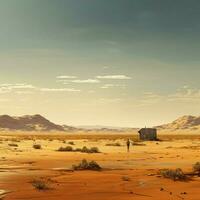 stilte in een uitgestorven zonovergoten woestijn foto