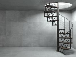 spiraalvormige zwarte metalen trap in loftstijl foto