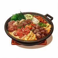 sukiyaki 2d vector illustratie tekenfilm in wit pagina foto