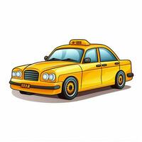 taxi 2d tekenfilm vector illustratie Aan wit achtergrond Hoi foto