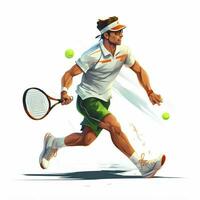 tennis 2d tekenfilm vector illustratie Aan wit achtergrond foto