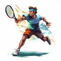tennis 2d tekenfilm vector illustratie Aan wit achtergrond foto