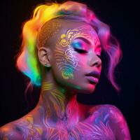 de kunstenaarstalent van neons lichtgevend palet foto
