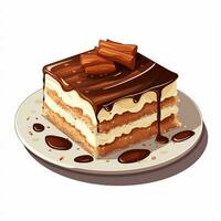 tiramisu 2d tekenfilm vector illustratie Aan wit pagina foto