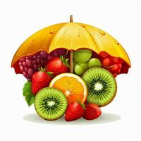 paraplu fruit 2d vector illustratie tekenfilm in wit bac foto