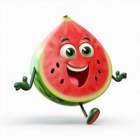 watermeloen 2d tekenfilm illustraton Aan wit achtergrond hoog foto