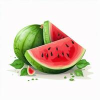 watermeloen 2d vector illustratie tekenfilm in wit backgro foto