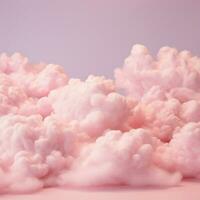 een katoen snoep roze achtergrond met pluizig wolken foto