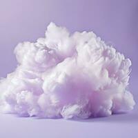 een katoen snoep Purper achtergrond met pluizig wolken foto