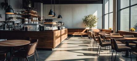 hout cafe koffie winkel restaurant, ai generatief foto