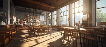 hout cafe koffie winkel restaurant, ai generatief foto