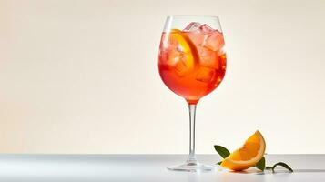 foto van een aperol spritz drinken geïsoleerd Aan wit achtergrond. generatief ai