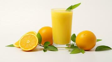 foto van een vers oranje sap drinken geïsoleerd Aan wit achtergrond. generatief ai