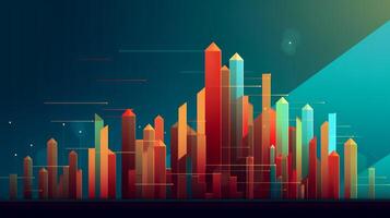 grafik berwarna-warni unuk latar belakang keuangan. generatief ai foto