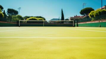 tennis rechtbank en een speler Aan de rechtbank. generatief ai foto