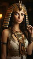 mooi vrouw Leuk vinden koningin van Egypte Cleopatra. generatief ai foto