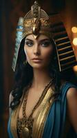 mooi vrouw Leuk vinden koningin van Egypte Cleopatra. generatief ai foto