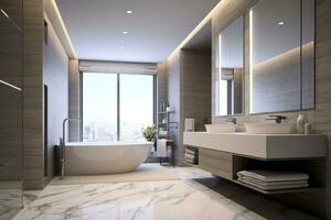 ai generatief foto van een luxe modern ontwerp badkamer