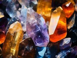 ai generatie. veelkleurig Kristallen net zo een achtergrond. macro. foto