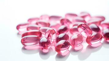roze transparant vitamines Aan een licht achtergrond foto