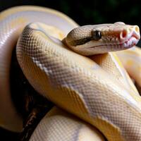 een gedetailleerd visie van de bal Python's wikkelen onthult haar bevallig en krachtig natuur ,ai gegenereerd foto