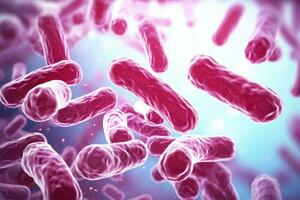 ultra dichtbij beeld van probiotisch bacterie in menselijk darm geïsoleerd Aan een wit achtergrond foto