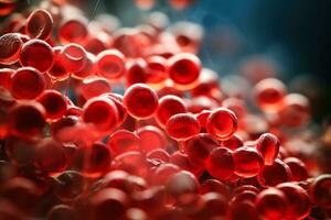 beter uitvergroot keer bekeken van menselijk bloed cellen onder microscoop examen foto