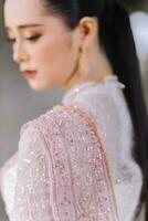 mooi Thais meisje in Thais traditioneel kostuum.bruid Thais meisje mooi. foto