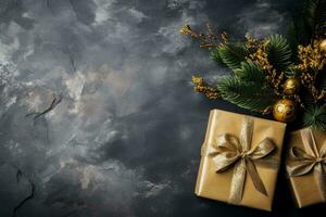 kunsten en ambachten geliefden minimalistische Kerstmis cadeaus achtergrond met leeg ruimte voor tekst foto