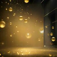 een gouden deeltjes achtergrond dat simuleert de uiterlijk van sterrenstof tegen een nacht lucht foto