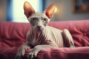 portret sfinx kat in de leven kamers ai generatief foto