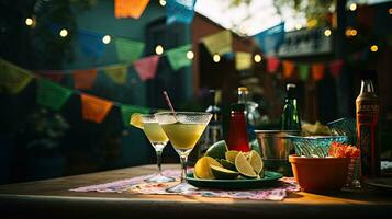 vers cocktail met sombrero Aan de tafel ai generatief foto