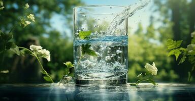 glas van water wezen gevulde met water. gemaakt met generatief ai foto