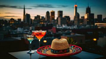 vers cocktail met sombrero Aan de tafel ai generatief foto