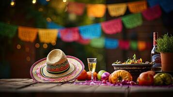 vers cocktail met sombrero Aan de tafel ai generatief foto