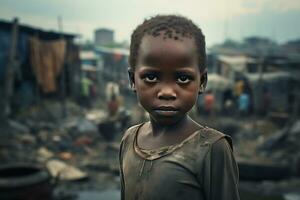 ai generatief afbeeldingen van een kind beeltenis sociaal ongelijkheid in maatschappij foto