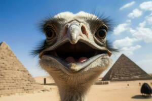 struisvogel selfie grappig. genereren ai foto