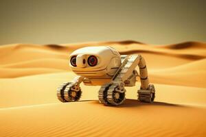 robot slang model- toezicht houden woestijn gebied geïsoleerd Aan een zanderig helling achtergrond foto