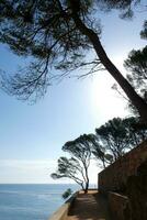 costa moedig en kust- pad langs de robuust kustlijn van noordelijk Catalonië, Spanje foto