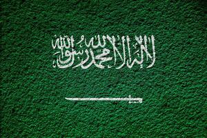 vlag van koninkrijk van saudi Arabië Aan een getextureerde achtergrond. concept collage. foto